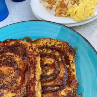 Special of the day cinnamon roll pancakes