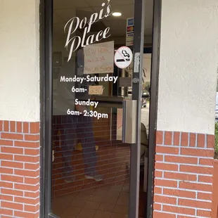 a sign in the window