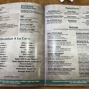 menu
