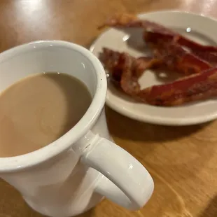 Coffee and bacon added
