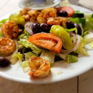 Greek Salad with Blackened Shrimp