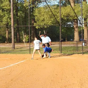 Softball game in progress