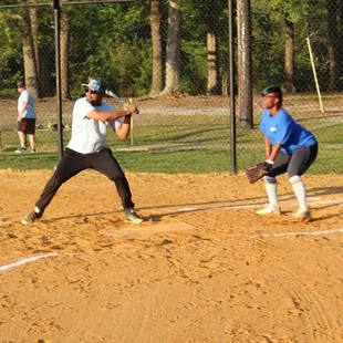 Softball game in progress