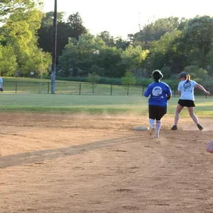 Softball game in progress
