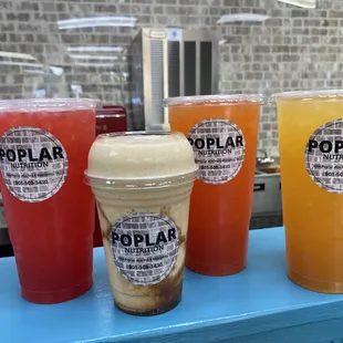 a variety of cold drinks