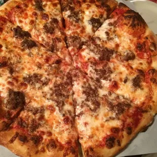 Pizza. Beef. Cheese. &quot;Small&quot;. They have a &quot;Personal&quot; which is smaller. This is about 15-16&quot; wide? #Teenager