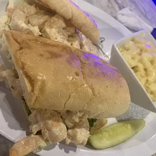 Shrimp Salad Sub with Mac and cheese. 100% recommend