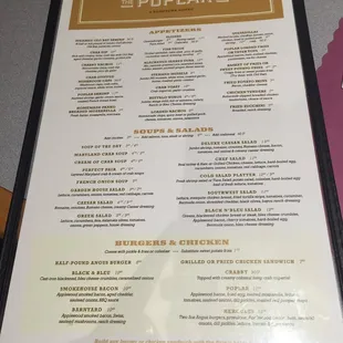 Front side of the menu