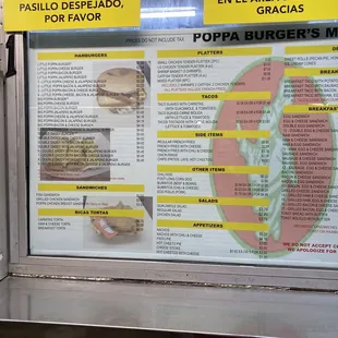 Menu as of October 2022