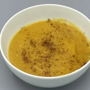 a bowl of soup on a table