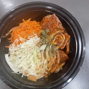 a close up of a bowl of food
