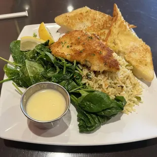 Lunch Walleye with rice and spinach