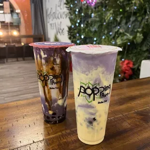 Left: ube creme brûlée and taro cloud