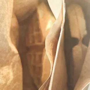 a waffle in a paper bag