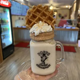 Cinnamon waffle milkshake