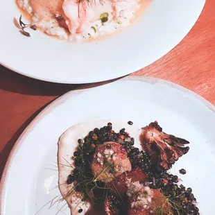 Lobster &amp; shrimp risotto / Diver scallops with fried mushrooms