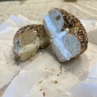Everything bagel with jalapeño Serrano cream cheese