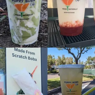 Matcha Frappe, Vietnamese coffee, I really Lychee you, and banh mi