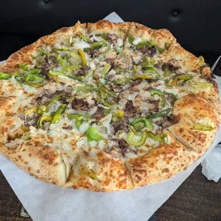 Philly steak pizza