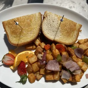 Breakfast sandwich with potatoes