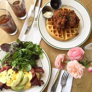 Eggs Benedict and chicken&amp;waffles