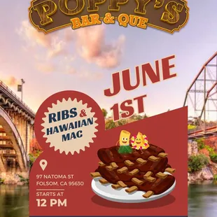 Saturday Ribs at Back this Weekend!!