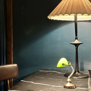 a lamp on a desk