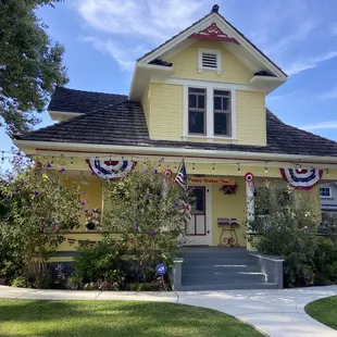 Holiday decor on the front of the house.