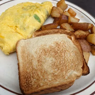 Build your own omlette with white toast and country potatoes
