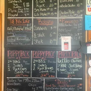 Menu as of August 2020