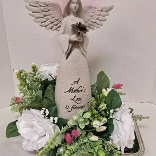 Mother Angel. Angel 12" high, overall height 14" x 7" wide.