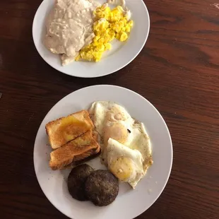 two plates of food on a table