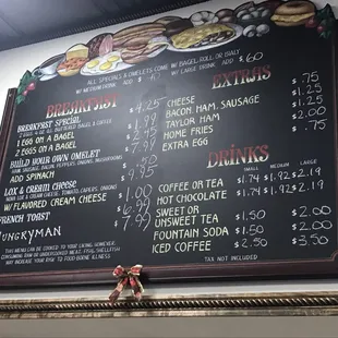 Menu options