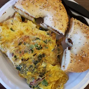 Everything bagel, omelet and coffee $7.99