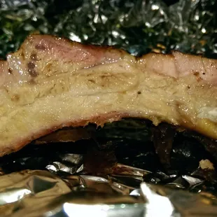 The fresh off the grill juicy/moist ribs.
