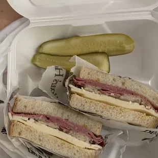 Pastrami, provolone &amp; sauerkraut sandwich