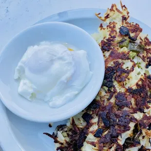 Poached eggs and Irish potatoes
