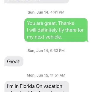 Says he will check on the door trim, but never follows through