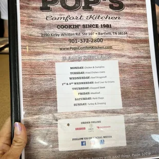 Menu cover
