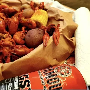 corn, potatoes, potatoes, and corn on a table