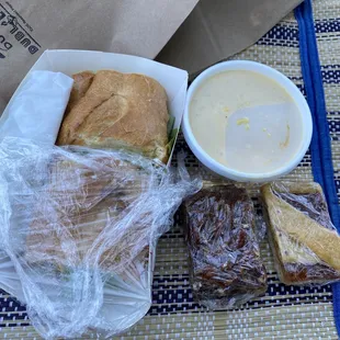 Pepper Cheese Steak Sandwich  Brocolli cheddar soup Pecan and Apricot Dessert Bars