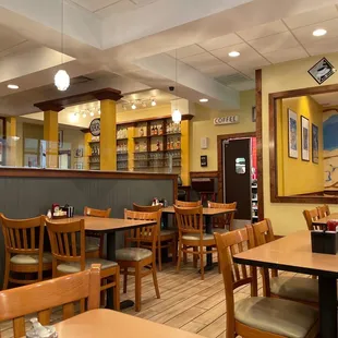 tables and chairs in a restaurant