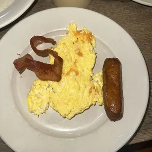 Cheese eggs , bacon and sausage