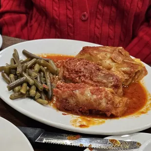 Stuffed Cabbage with green beans