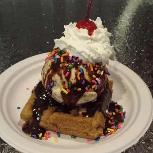 a waffle sundae