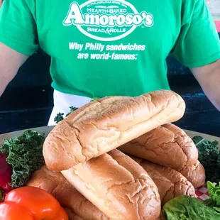 We only serve our sandwiches on the best . . . Amoroso rolls all the way!