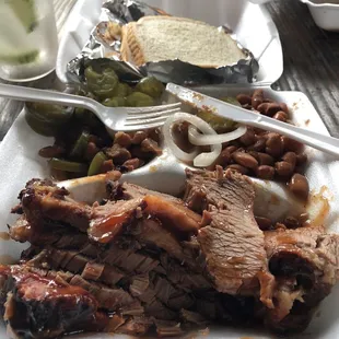 Brisket plate with pinto beans