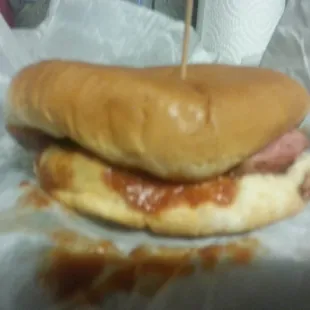 Bbq sausage sandwich