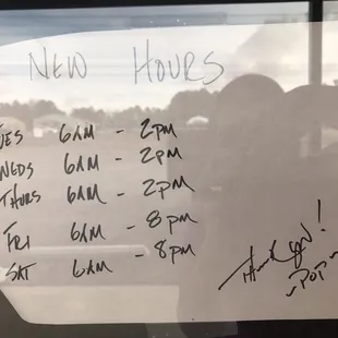 New hours