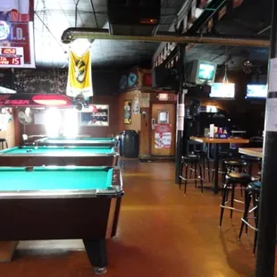 a pool table and bar